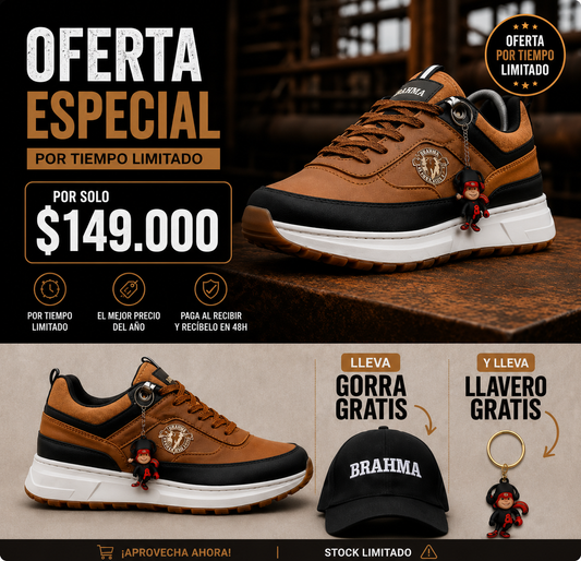 Zapatos Brahma + Regalo 🔥 Últimas Unidades Con 70% OFF Solo Hoy 🎁